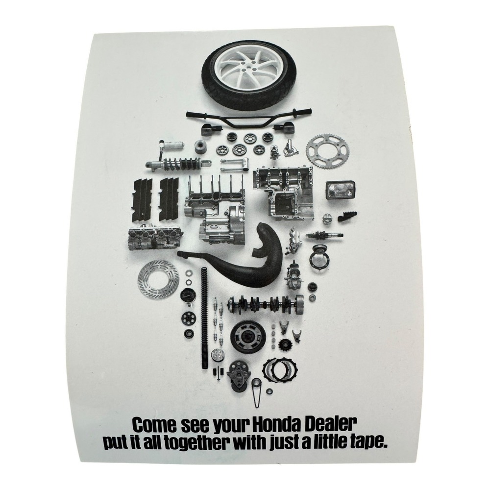 Vintage 1990 Honda‎ Motorcycle Promo Card, "Just A Little Tape" Ad Postcard